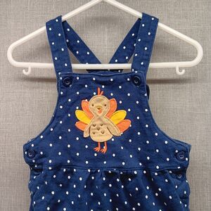 Carters Baby Girl Turkey Dress Jumper Navy Blue Polka Dot Thanksgiving 12M